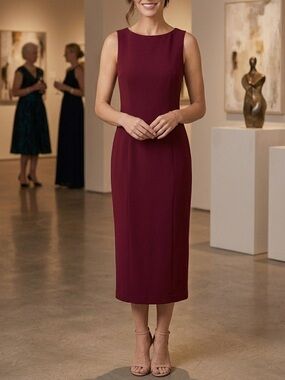 Classic Evan-Picone Dark Red Sleeveless Sheath Dress - Size 6